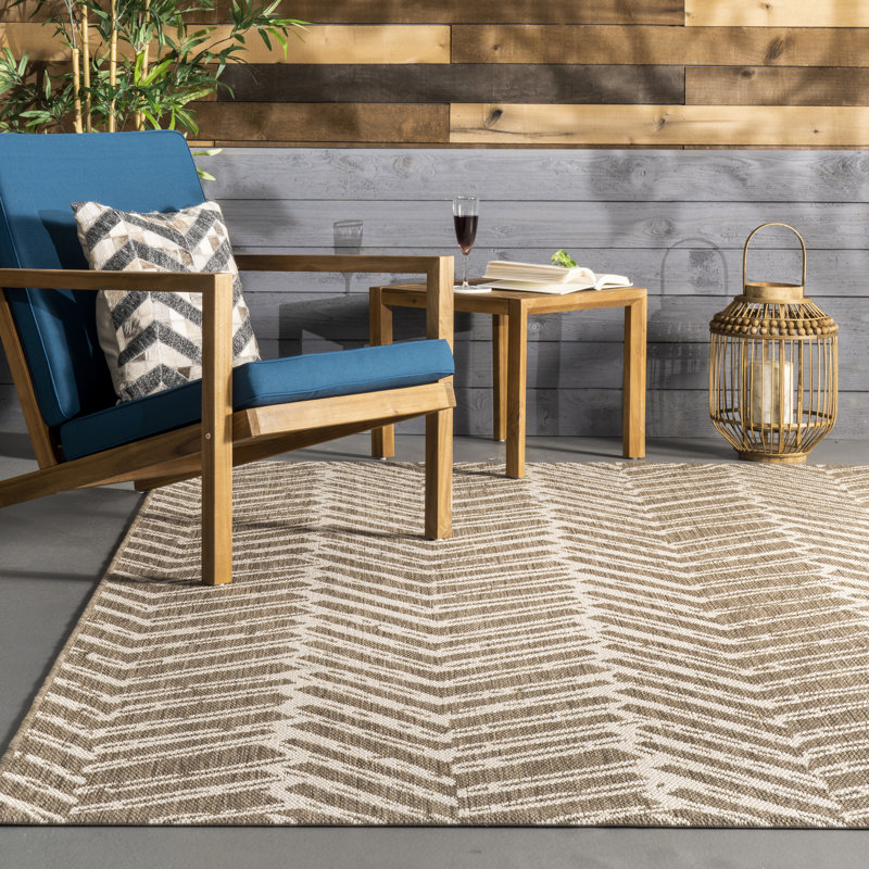 Corrigan Studio® Worthing Chevron Brown Indoor / Outdoor Use Area Rug